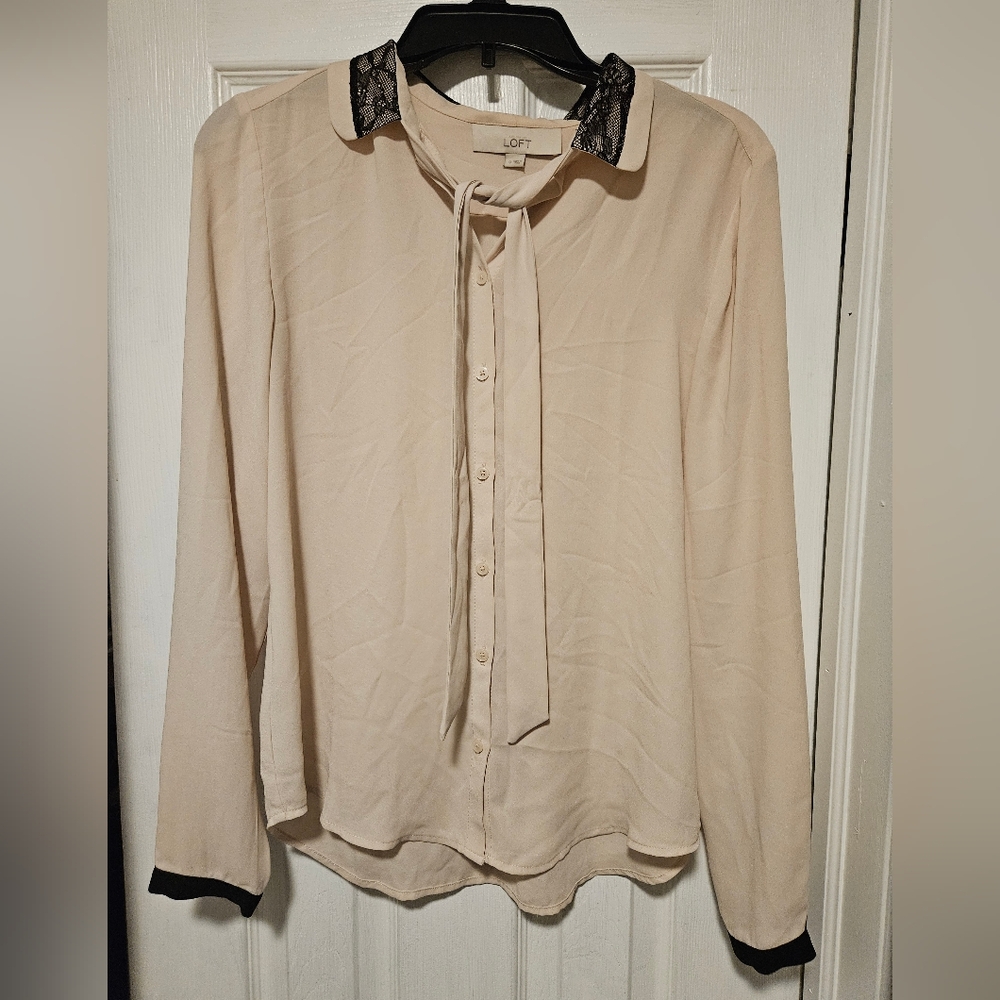 Womens Loft Button Down Shirt with Tie
